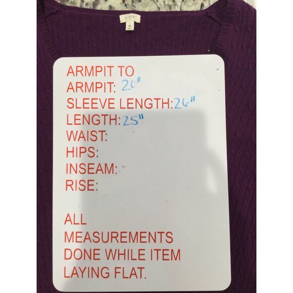 J.crew Womens Cable Knit V-Neck Sweater Size Medium Purple Preppy Classic Fall - Picture 3 of 6